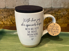 Inspirational Candle Mug - With her joy she spreads hope . . .